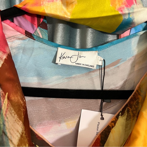 Abstract Watercolor Cowl-Neck Midi Dress - Multicolor - Picture 3 of 6